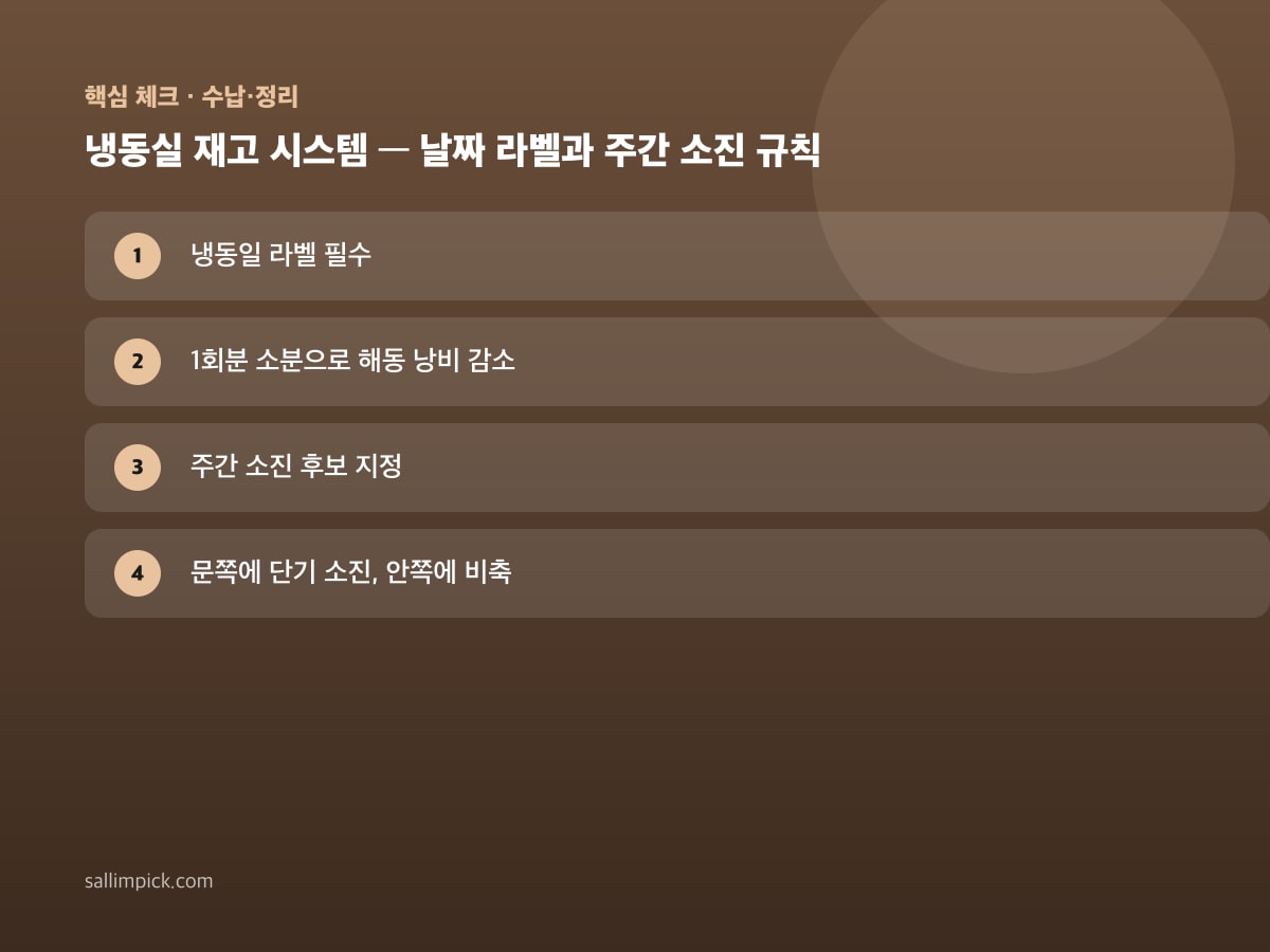 냉동실 재고 시스템 — 날짜 라벨과 주간 소진 규칙 — 본문 가이드 이미지