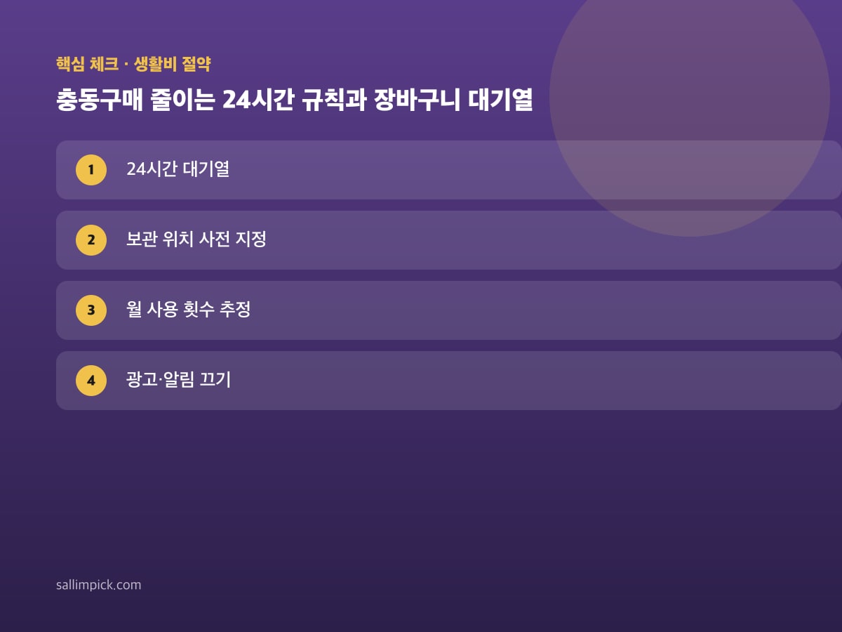 충동구매 줄이는 24시간 규칙과 장바구니 대기열 — 본문 가이드 이미지