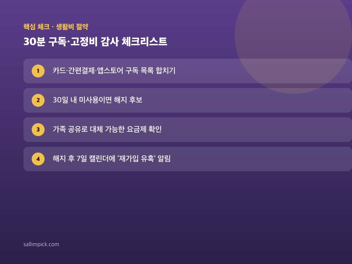 30분 구독·고정비 감사 체크리스트 — 본문 가이드 이미지